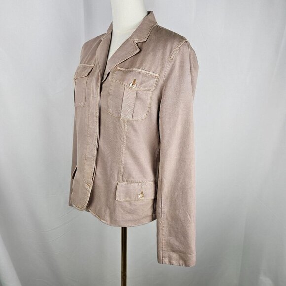 Millard Fillmore Anthropologie Field Artillery Jacket Tan Medium Silk, Cotton - Picture 6 of 13